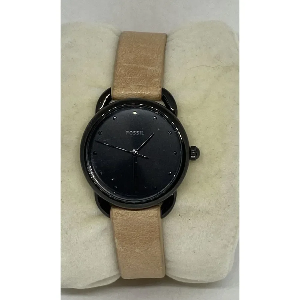 Fossil ES4489 Men's Beige Leather Analog Black Dial Quartz Genuine Watch XX938